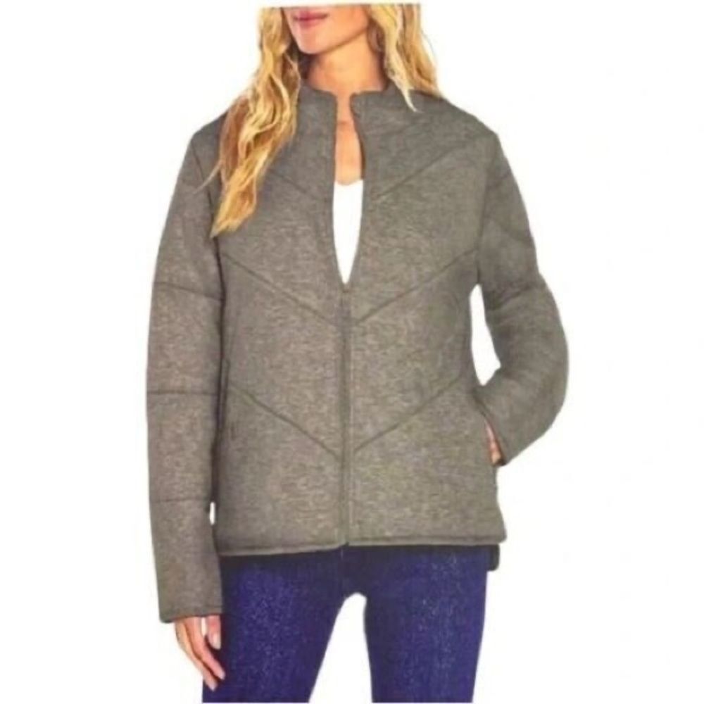 Three Dots Ladies' Quilted Jacket 3 Dot Coat Heather Gray Size XS